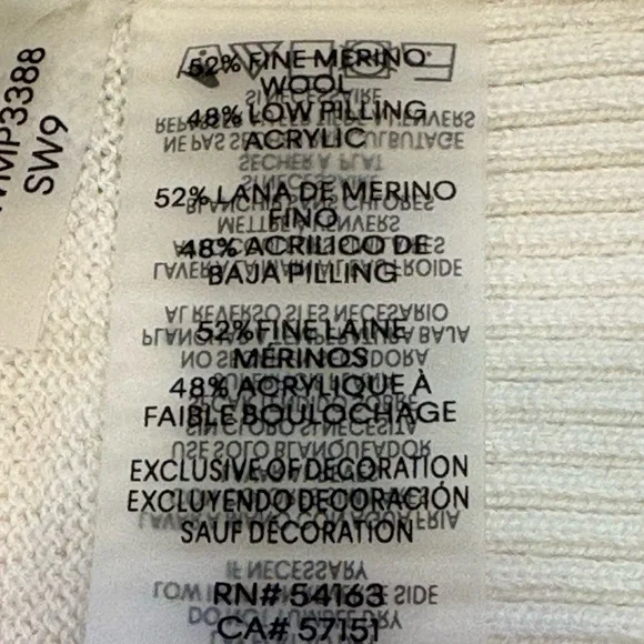 Karl Lagerfeld Paris Ivory Mock Neck Merino Wool Jeweled Shoulder Sweater M NWT - Picture 6 of 6